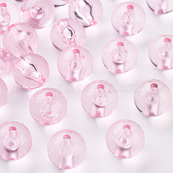 Transparent Acrylic Beads, Round, Pink, 16x15mm, Hole: 2.8mm(X-MACR-S370-A16mm-702)