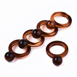 Transparent Resin Finger Rings, Imitation Gemstone Style, Round, Saddle Brown, US Size 7 1/4(17.5mm)(RJEW-T014-01-B01)