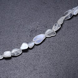 Natural White Rainbow Moonstones Nuggets Bead Strands, Tumbled Stone, 6~12x5~7mm, Hole: 1mm, about 15.7 inch(G-O048-07)