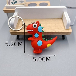 PVC Plastic Keychain, Cartoon Dinosaur, Red, Pendant: 5.2x5cm(PW-WGB544B-01)