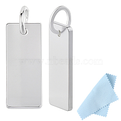 3Pcs 925 Sterling Silver Blank Stamping Tag Rectangle Charms with Jump Rings and 1 Sheet Double Sided Suede Fabric Silver Polishing Cloth, Silver, 12x5x0.5mm, Hole: 2.5mm(STER-BBC0008-79)