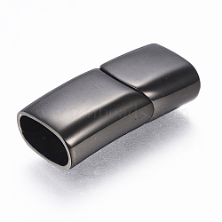 304 Stainless Steel Magnetic Clasps with Glue-in Ends, Rectangle, Gunmetal, 29x14x8.5mm, Hole: 6~7x12mm(STAS-F130-39B)