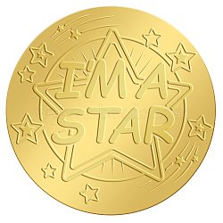 Self Adhesive Gold Foil Embossed Stickers, Medal Decoration Sticker, Star Pattern, 5x5cm(DIY-WH0211-236)