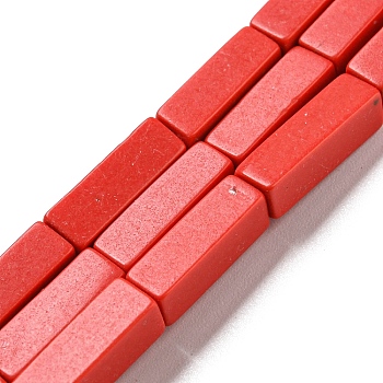 Synthetic Imperial Jasper Dyed Beads Strands, Imitation Red Howlite, Rectangle, Red, 13~13.5x4~4.5x4~4.5mm, Hole: 1.4mm, about 28~29pcs/strand, 14.49''~14.96''(36.8~38cm)