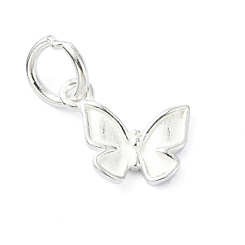 925 Sterling Silver Butterfly Charms, with Jump Rings & 925 Stamp, Silver, 8x10x1mm, Hole: 4mm