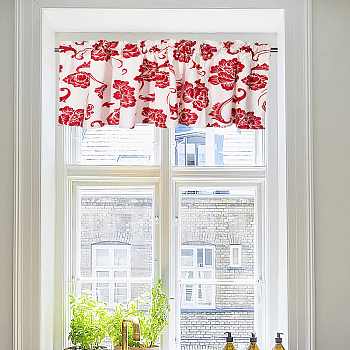 Polyester Curtain Purdah, for Home Wall Drapes Window Decoration, Rectangle, Flower, 460x1320mm