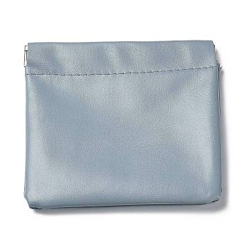 PU Leather Multipurpose Shrapnel Makeup Bags, Coin Pouches for Lipstick, Small Items, Change, Earphone Storage, Rectangle, Light Steel Blue, 110x115x5mm