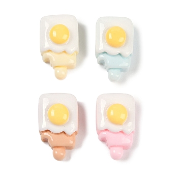 Macaron Color Egg Theme Opaque Resin Decoden Cabochons, Imitation Food, Mixed Color, Ice Cream, 15.5x9.5x8mm