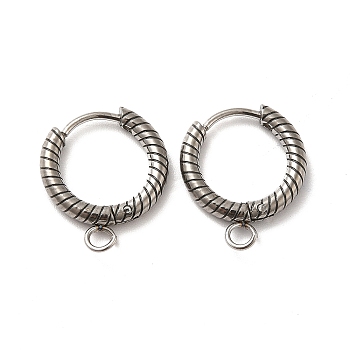 201 Stainless Steel Hoop Earrings Findings, with 304 Stainless Steel Pins & Horizontal Loops, Ring, Stainless Steel Color, 10 Gauge, 18x15.5x2.5mm, Hole: 2.6mm, Pin: 0.8mm
