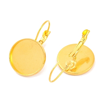 Golden Color Brass Leverback Earring Findings, Lead Free and Cadmium Free, 25x18mm, Tray: 16mm