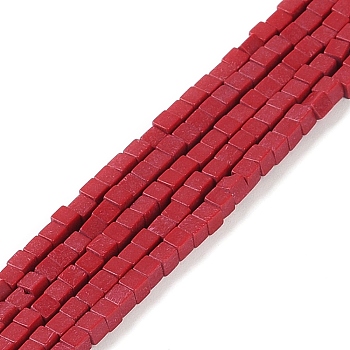 Natural Agate Beads Strands, Dyed, Cube, Dark Red, 2x2x2mm, Hole: 1mm, about 150pcs/strand, 15.08 inch(38.3cm)