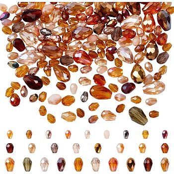 178Pcs Glass Beads, Teardrop, Faceted, Transparent/Opaque, Mixed Style, Peru, 6~12x4~8mm, Hole: 0.9~1.4mm