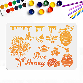 PET Hollow Out Drawing Painting Stencils, for DIY Scrapbook, Photo Album, Hive Pattern, 400x600mm
