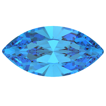 Preciosa&reg MAXIMA Crystal Fancy Stones, Czech Crystal, 435 14 615 Navette(Horse Eye), Aluminium Layer, 00030 296 Bermuda Blue, 15x7mm