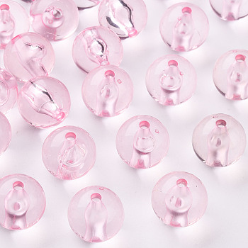 Transparent Acrylic Beads, Round, Pink, 16x15mm, Hole: 2.8mm