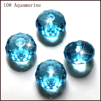 K9 Glass, Imitation Austrian Crystal Beads, Grade AAA, Faceted, Rondelle, Deep Sky Blue, 6x4mm, Hole: 0.7~0.9mm