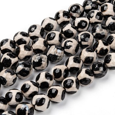 10mm Black Round Natural Agate Beads