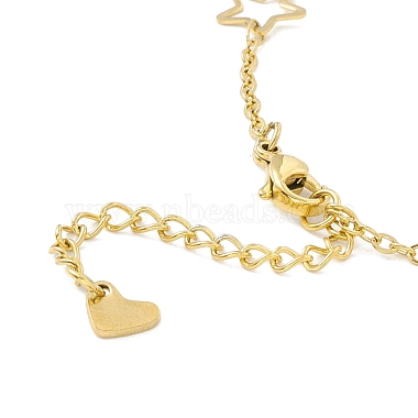 Vacuum Plating 304 Stainless Steel Moon and Star Link Anklet with Cable Chains for Women(STAS-E001-22G)-3
