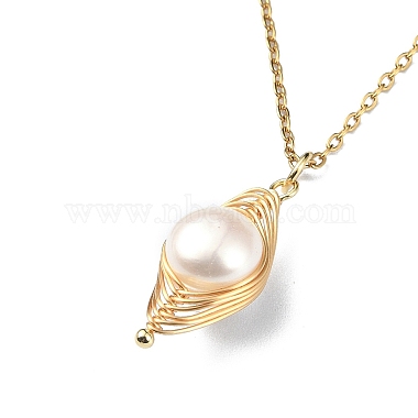 Natural Pearl Pendant Necklace(NJEW-JN04309)-3
