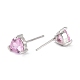 Dainty Heart Pink Cubic Zirconia Stud Earrings for Her(EJEW-C002-11P-RS)-2
