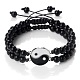 Black and White Yin Yang Non-Magnetic Synthetic Hematite Braided Bracelets(NA9786-2)-1