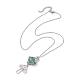 Natural Green Aventurine Interchangeable Holder Pendant Necklace for Women(NJEW-JN04631-01)-4