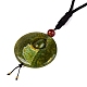 Adjustable Natural Agate Flat Round Pendant Necklaces(NJEW-Q350-01A)-3