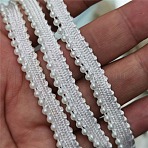 Polyester Fringe Ribbon, Plastic Pearl Beads Trim, Clothes Accessories Decoration, White, 3/8 inch(10mm)(OCOR-WH0003-012)