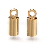 Brass Cord Ends, Cadmium Free & Lead Free, End Caps, Long-Lasting Plated, Column, Real 24K Gold Plated, 9x3.5mm, Hole: 1.5mm, Inner Diameter: 3mm(KK-H759-41A-G)