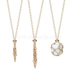 2Pcs 2 Style Brass Braided Macrame Pouch Empty Stone Holder for Pendant Necklaces Making, with 304 Stainless Steel Slide Beads, Nets Necklace, Golden, 9-7/8~10-5/8 inch(25~27cm), 1pc/style(NJEW-SZ0001-65G)
