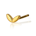 925 Sterling Silver Stud Earrings, Leaf, Golden, 8mm(FS-WGAF717-01)