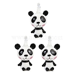 Handmade Lampwork Pendants, Panda Charms, Black, 41x25.5x16mm, Hole: 6mm(LAMP-C026-01)