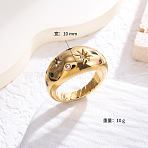 Star 304 Stainless Steel Micro Pave Cubic Zirconia Finger Rings, Golden, Clear, US Size 7(17.3mm)(FS-WG7A2B7-04)