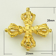 Brass Buddhist Pendants, Dorje Vajra, Buddha Jewelry Findings, Golden, 26x25x7.5mm, Hole: 1.5mm(KK-K052-G)