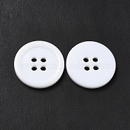 Resin Buttons, Dyed, Flat Round, White, 20x3mm, Hole: 2mm, 195pcs/bag(RESI-D030-20mm-01)