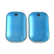 Electroplated Synthetic Non-Magnetic Hematite Pendants, Rectangle Charms, Blue Plated, 34x21.5x5mm, Hole: 2.8mm(G-C136-05A)