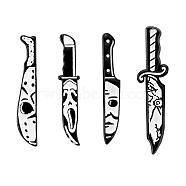 4 Pieces Halloween Scary Themed Enamel Knife Pins Gothic Dagger Shape Badges Pins Alloy Metal Pins Knife Lapel Pins Holiday Gifts for Clothing Bags Backpacks Jackets Hats, White, 30x4.6mm, 1Pc/style(JBR110A)