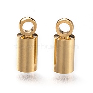 Brass Cord Ends, End Caps, Long-Lasting Plated, Column, Real 24K Gold Plated, 9x3.5mm, Hole: 1.5mm, Inner Diameter: 3mm(KK-H759-41A-G)