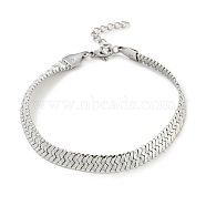 304 Stainless Steel Herringbone Chain Bracelet, Stainless Steel Color, 8-5/8 inch(22cm)(BJEW-D028-02D-01P)