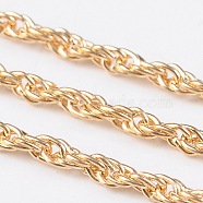 Iron Rope Chains, Soldered, with Spool, Gold Plated, 3x2x0.45mm, 100m/roll(CHP001Y-01)