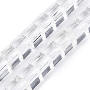 Transparent Glass Beads Strands, Cube, Clear, 6.5~11x9~11x9~11mm, Hole: 1.4~1.6mm, about 37pcs/strand, 14.96 inch(38cm)(GLAA-N001-46A)