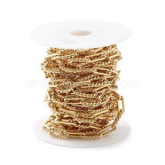 Rack Plating Brass Paperclip Chains, Lead Free & Cadmium Free, Unwelded, with Spool, Real 18K Gold Plated, 17.5x9x3mm, 17x6x2mm(CHC-K013-06C)