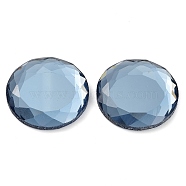 Glass Cabochons, Flat Back & Back Plated, Faceted, Half Round, Light Steel Blue, 25x4.5mm(GLAA-D016-02D)