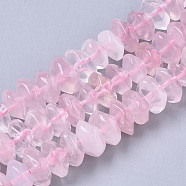 Natural Rose Quartz Beads Strands, Nuggets, Faceted, 9.5~11x6~7mm, Hole: 1.2mm, about 26~32pcs/strand, 7.48 inch(19cm)(G-R462-23)