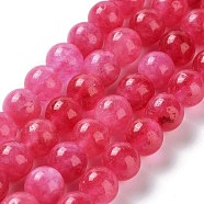Dyed Natural Malaysia Jade Beads Strands, Round, Cerise, 8mm, Hole: 1.2mm, about 23pcs/strand, 7.28 inch(18.5cm)(G-G021-02B-08)