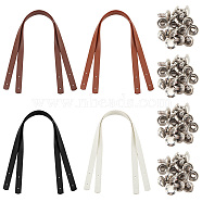 Elite 4 Sets 4 Colors PU Imitation Leather Bag Handles, for Purse Bag Making Repair Replacement, with Iron Rivet, Mixed Color, 60.3x1.8x0.28cm, Hole: 3mm, 1 set/color(FIND-PH0017-28)