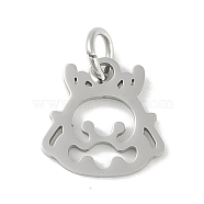 Non-Tarnish 304 Stainless Steel Pendants, Twelve Chinese Zodiac Charms, with Jump Ring, Dragon, 11x11.5x0.9mm, Hole: 3.1mm(STAS-L279-001P-05)