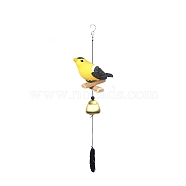 Resin Wind Chime, for Outside Yard and Garden Decoration, Bird & Feather, Yellow, 520mm(PW-WG82997-02)