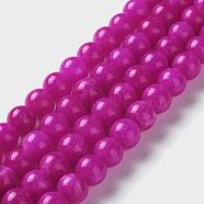 Natural White Jade Imitation Pink Sugilite Beads Strands, Round, Dyed, 8mm, Hole: 1mm, about 48pcs/strand, 15.16 inch(38.5cm)(G-I299-F11-8mm)