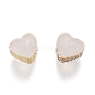 Heart Silicone Ear Nuts, Secure Soft Earring Backs, with Brass Findings, Golden, 6x6.2x5mm, Hole: 1mm(SIL-N003-05G)